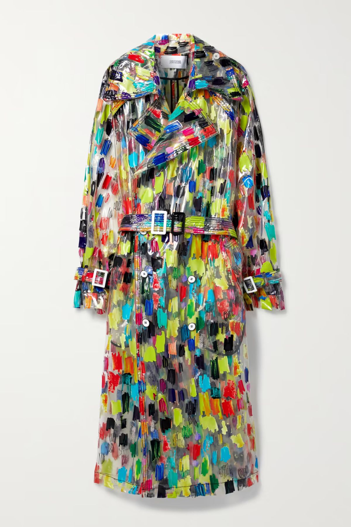Christopher John Roger Printed PVC Trench Coat
