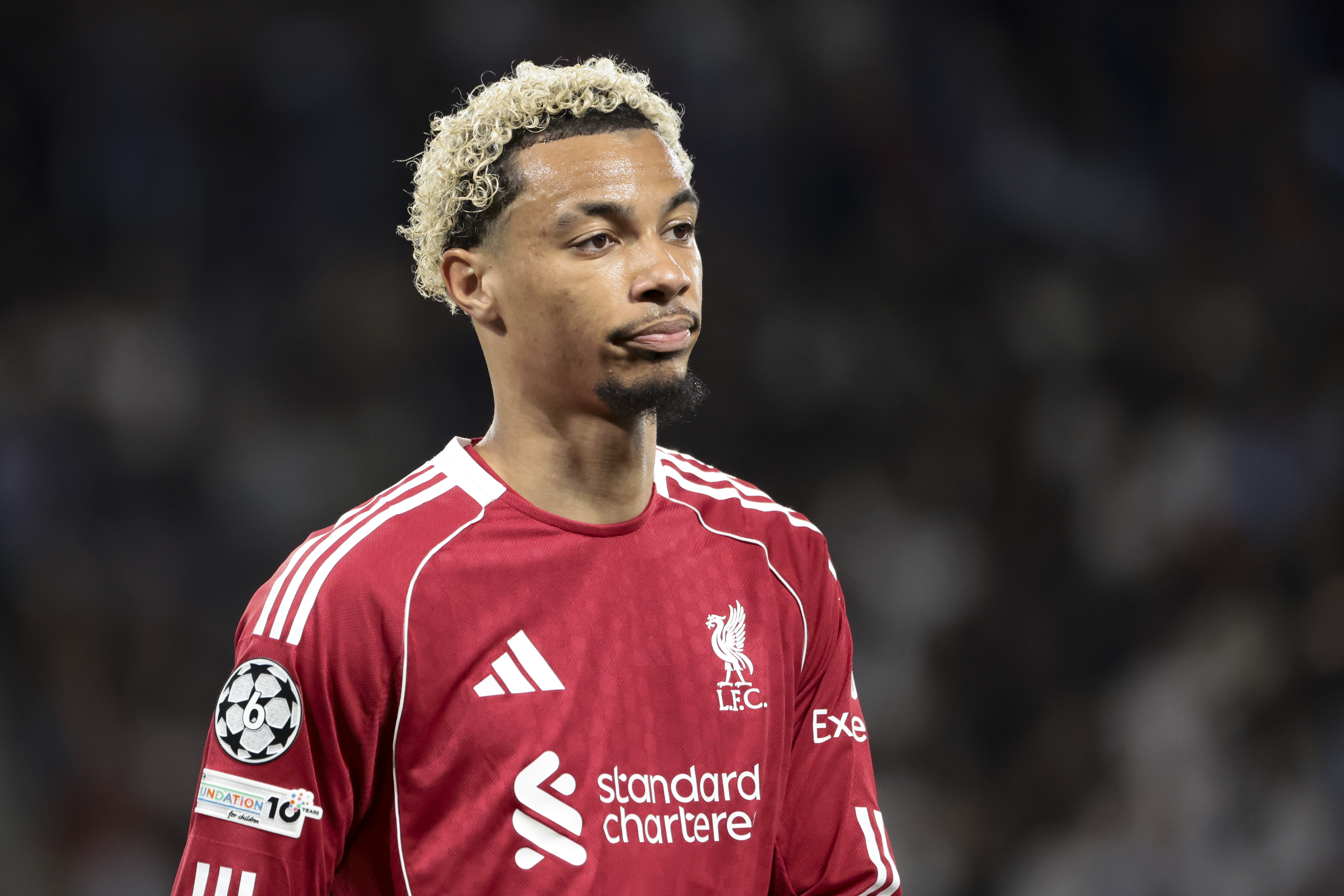 Liverpool forward Hugo Ekitike looks on after his side were beaten 2-0 by PSG earlier this week in the UEFA Champions League