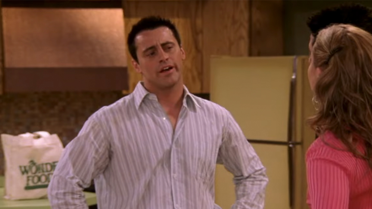 Matt LeBlanc in a white shirt on Joey