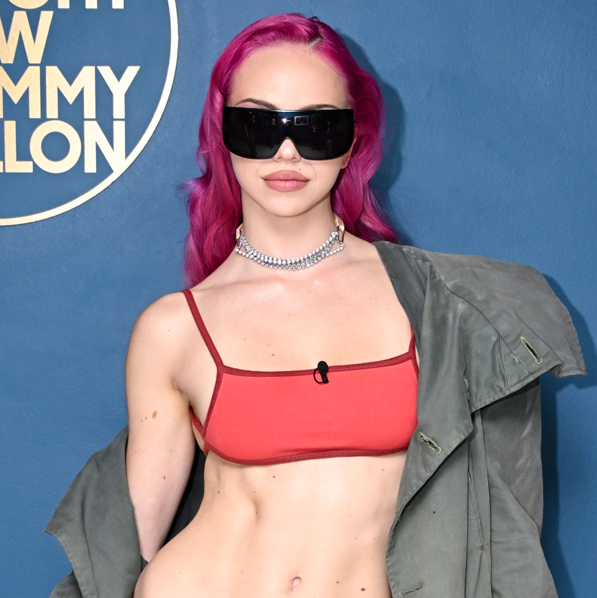Adela wears red leather pants on The Tonight Show