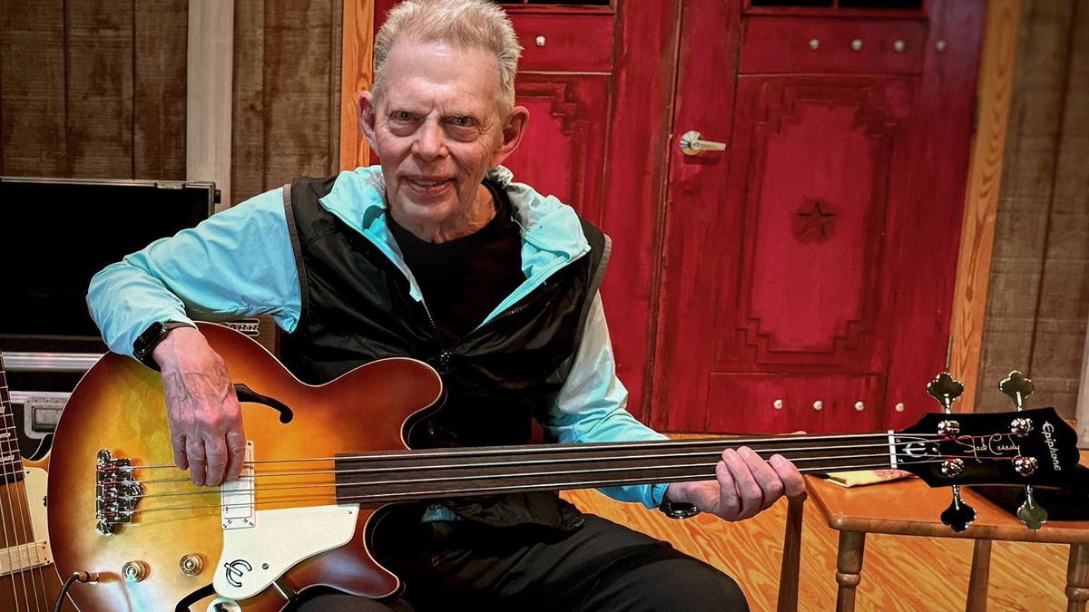 Jack Casady with his new Epiphone signature fretless