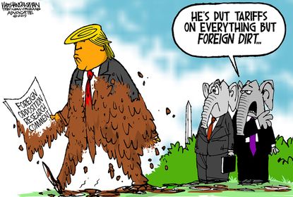 Political Cartoon U.S. Trump Foreign Dirt Republicans Tariffs