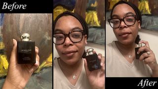 Ariel Baker testing Jo Malone perfume