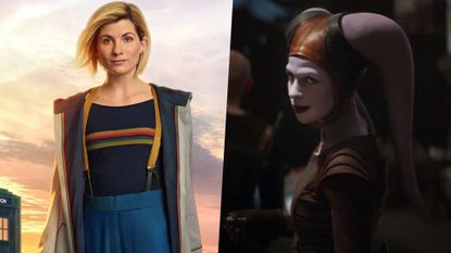 Jodie Whittaker as The Doctor in Doctor Who and Natalie Tena in The Mandalorian