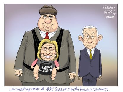 Political Cartoon U.S. Jeff Sessions Russian Ambassador Clinton Foundation