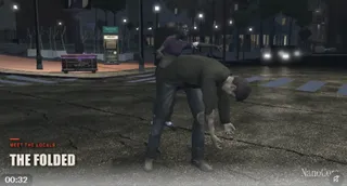A screenshot from "Tenderloin Night Shift" depicting a zombie named "The Folded."