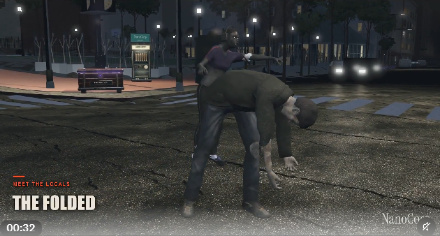A screenshot from "Tenderloin Night Shift" depicting a zombie named "The Folded."