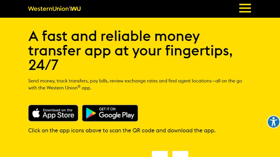 Website screenshot for Western Union