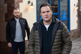 Luke Morgan comes face to face with Stephen McGregor in Hollyoaks.