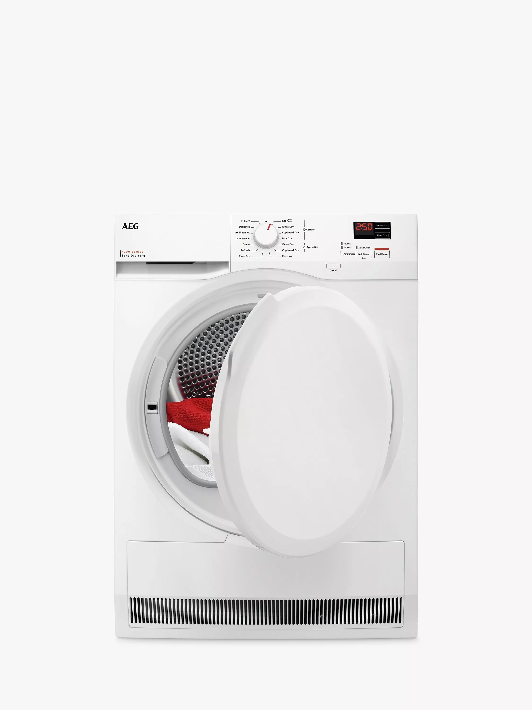 Aeg 7000 Tr708l0b Freestanding Heat Pumptumble Dryer, 8kg Load, White