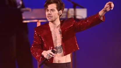 Harry Styles performs on stage during The BRIT Awards 2023 at The O2 Arena on February 11, 2023 in London, England.