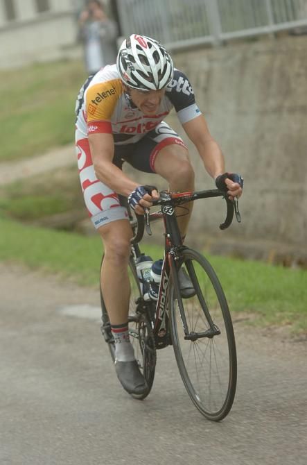 Adam Hansen (Lotto Belisol) on his own on a rainy stage 7