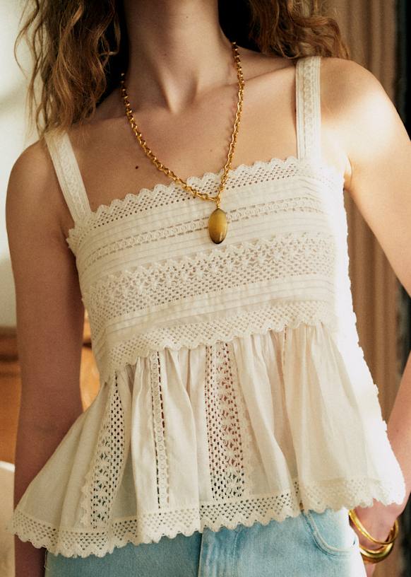 Dauphie Top - Plain Ecru Embroidery - Organic Cotton - S&amp;eacute;zane