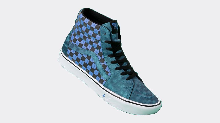 high top blue checkered vans