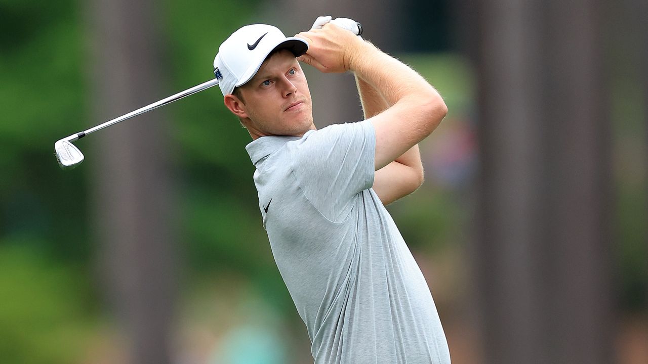 Cameron Davis takes a shot in a practice round at The Masters