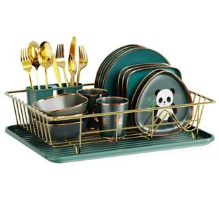 green and gold drying rack