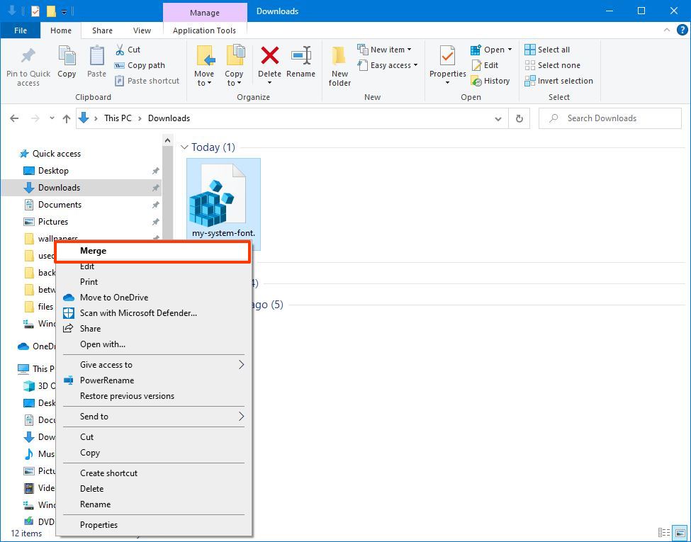 Windows 10 change default font with registry file