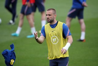 Luke Shaw training with England