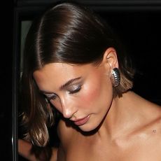 hailey bieber sporting the sorbet nails look