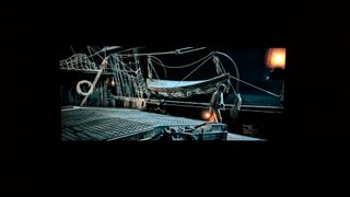 a shot of a man on deck from the last voyage of the demeter on LG G5 in Dolby Vision Filmmaker mode in a pitch black room