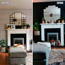 living room makeover with rug on floor