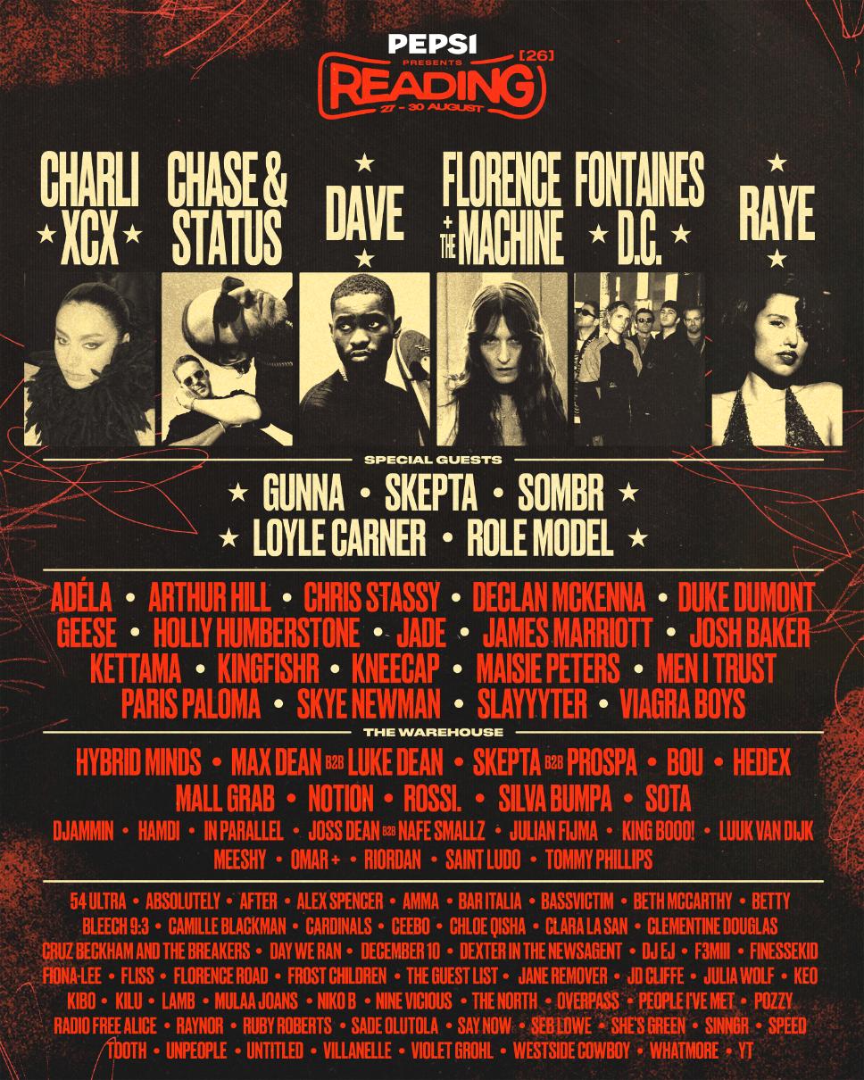 Reading Festival 2026 line-up poster