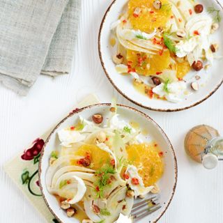 Orange, Fennel and Hazelnut Salad with a Ginger and Chilli Dressing
