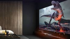 TCL QM89 on wall in living room