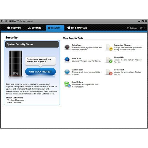 Using Avanquest Fix-It Utilities Pro, you can fix security issues with one click.