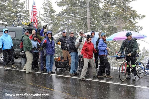 Despite the cancellation of the stage, fans on the KoM were feeling no pain (Amgen Tour of California Stage 1)