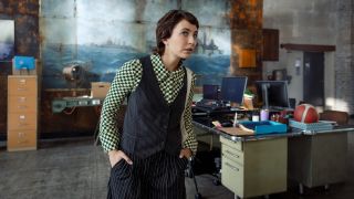 Mavournee Hazel's Blue curiously looking at something in the NCIS: Sydney office