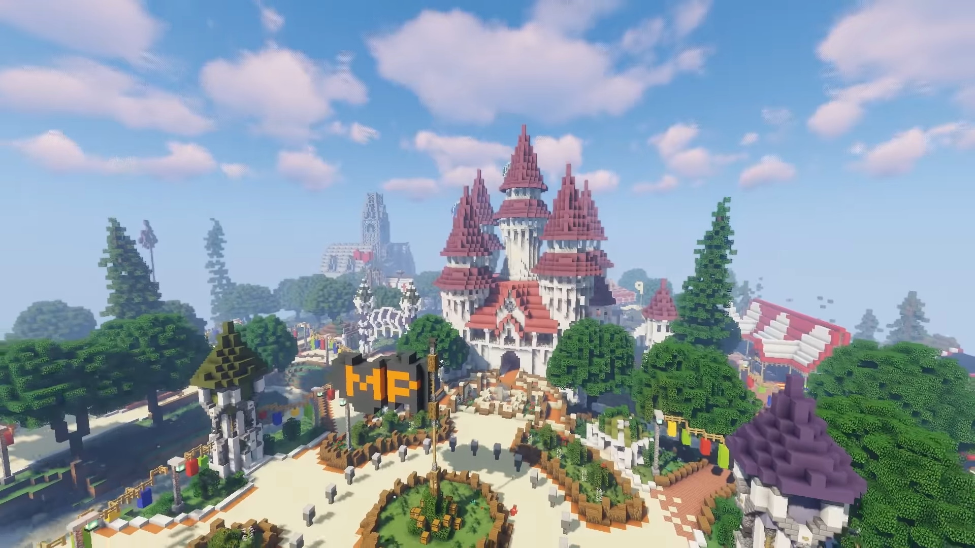 Serveurs Minecraft – Une vue ci-dessus des châteaux sur Mineplex