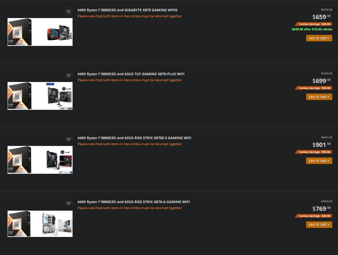 Newegg 9800X3D Bundles