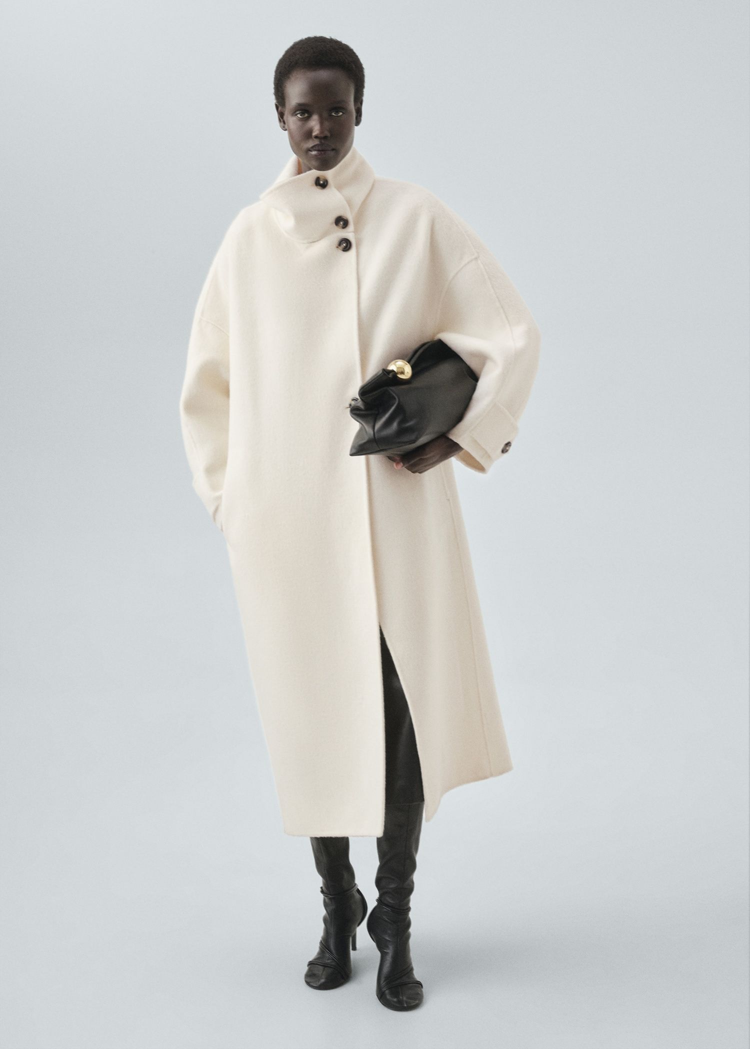 Wool Funnel-Neck Coat - Women | Mango Usa