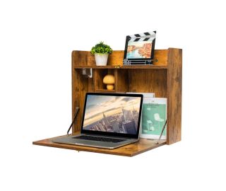 Rustic wall-mounted desk
