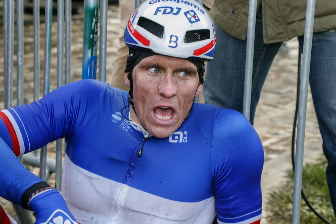 Arnaud D&eacute;mare (Groupama-FDJ) after a tough uphill sprint