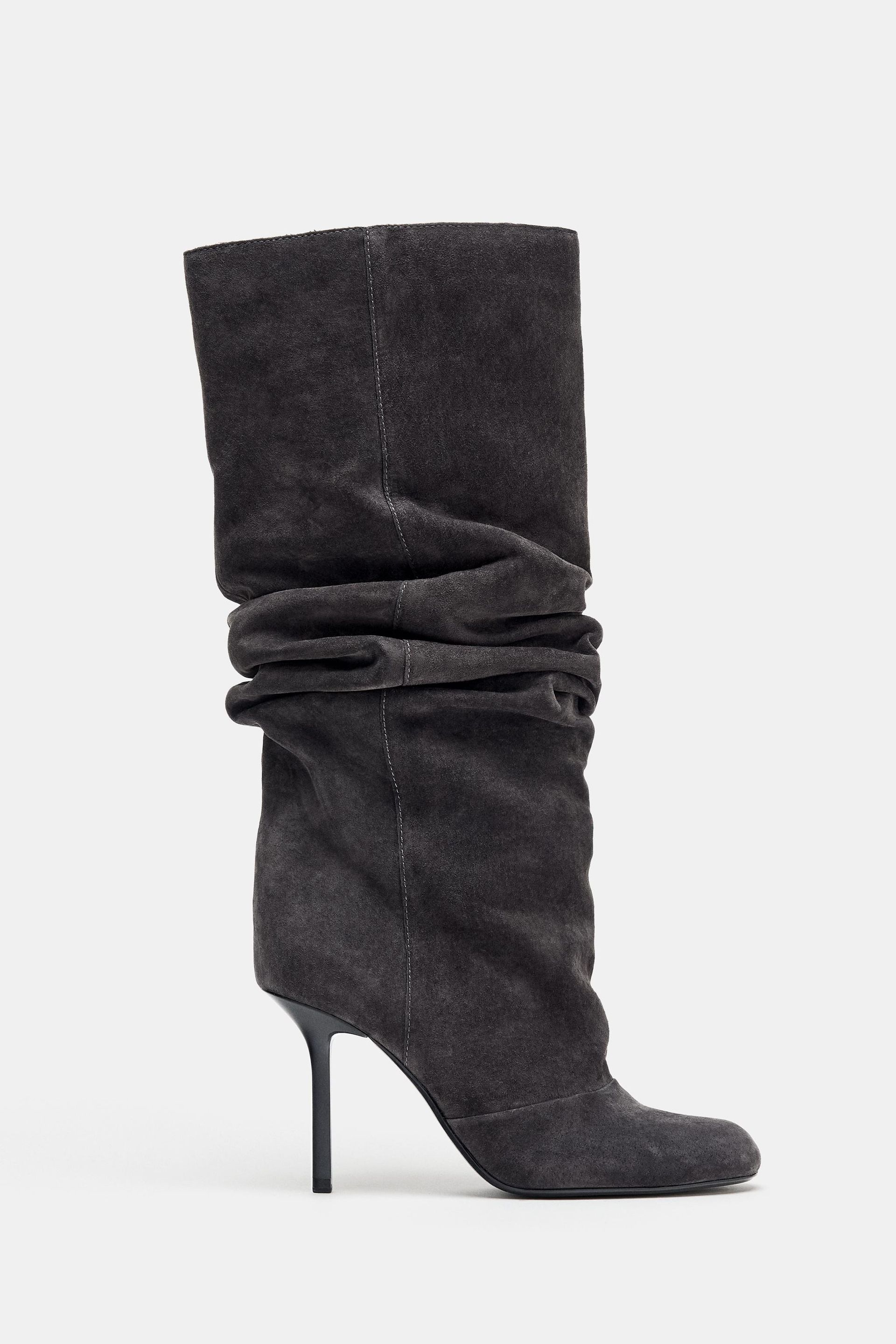 Gathered Leather Boots