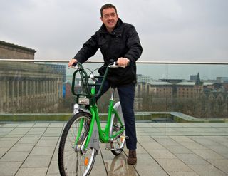 Chris Boardman on board one of Liverpool's new City Bikes