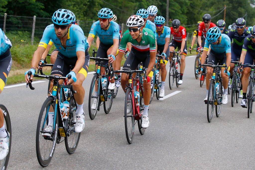 Fabio Aru with his Astana teammates