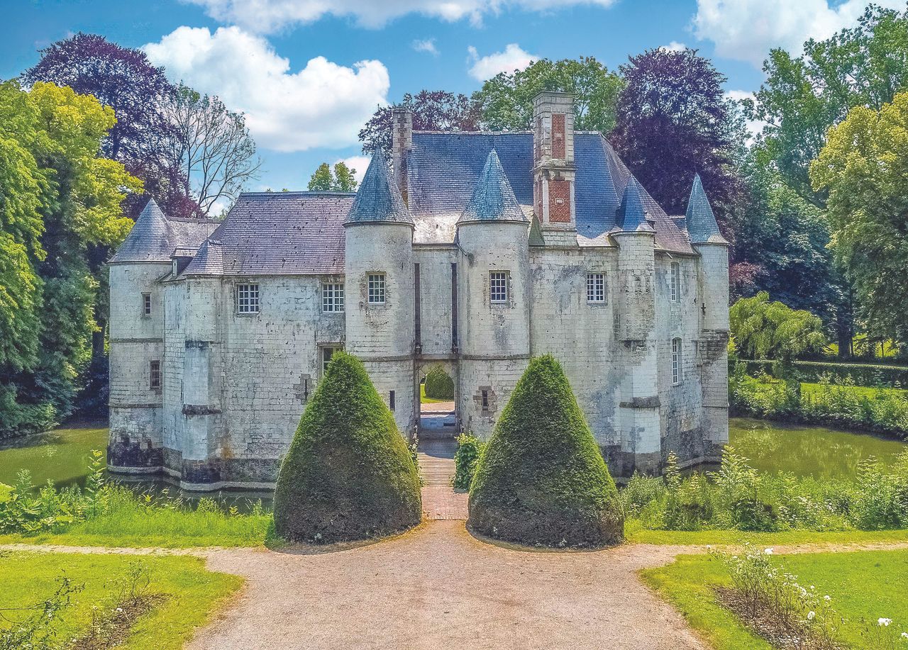View of 15th century chateau - Estr&eacute;e-Blanche, Pas-de-Calais, France.