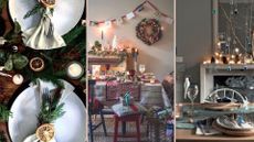 Compilation of Christmas dining tables to highlight three common Christmas table decorating mistakes to avoid