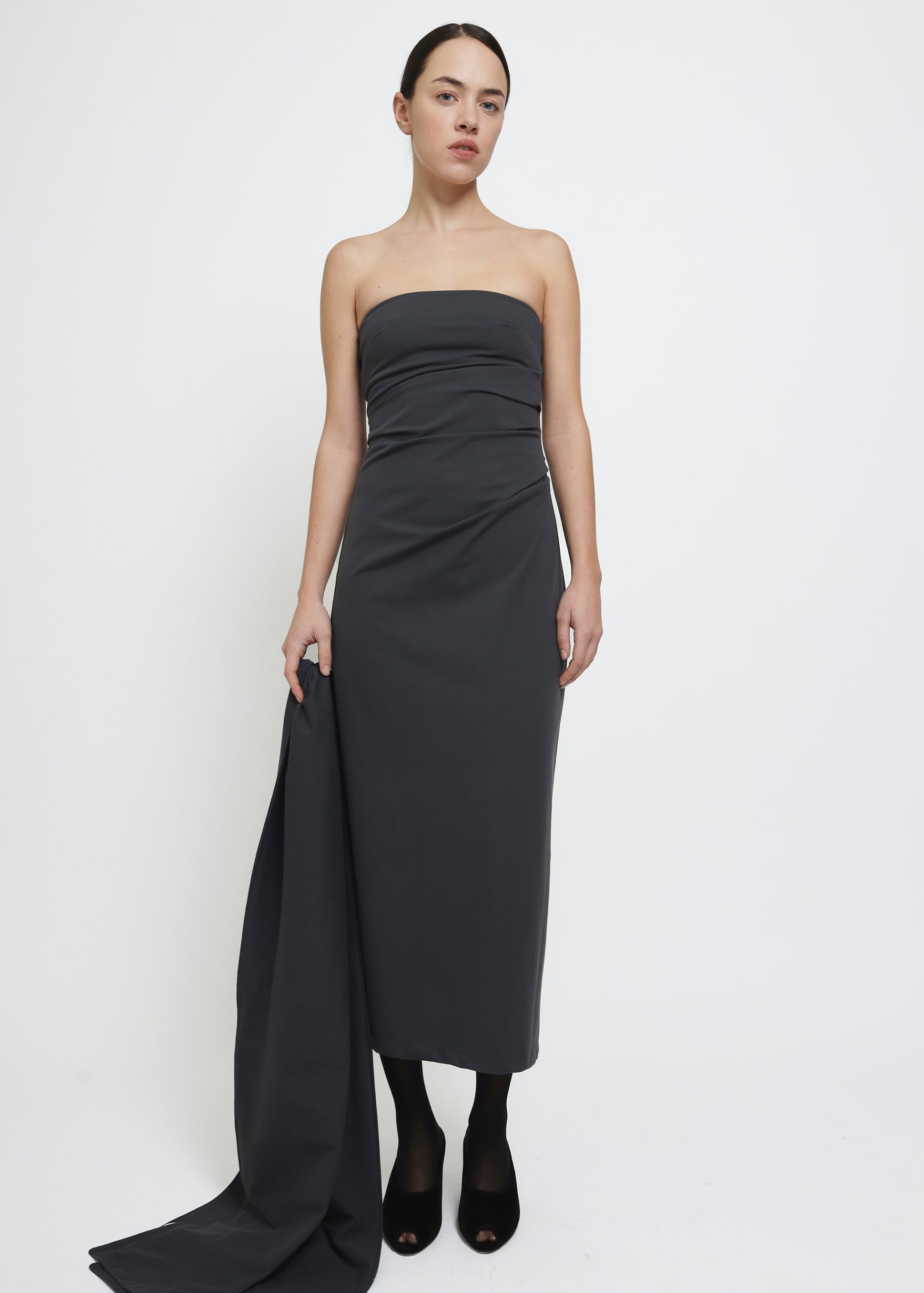 Strapless A-Line Dress, Graphite - Xs