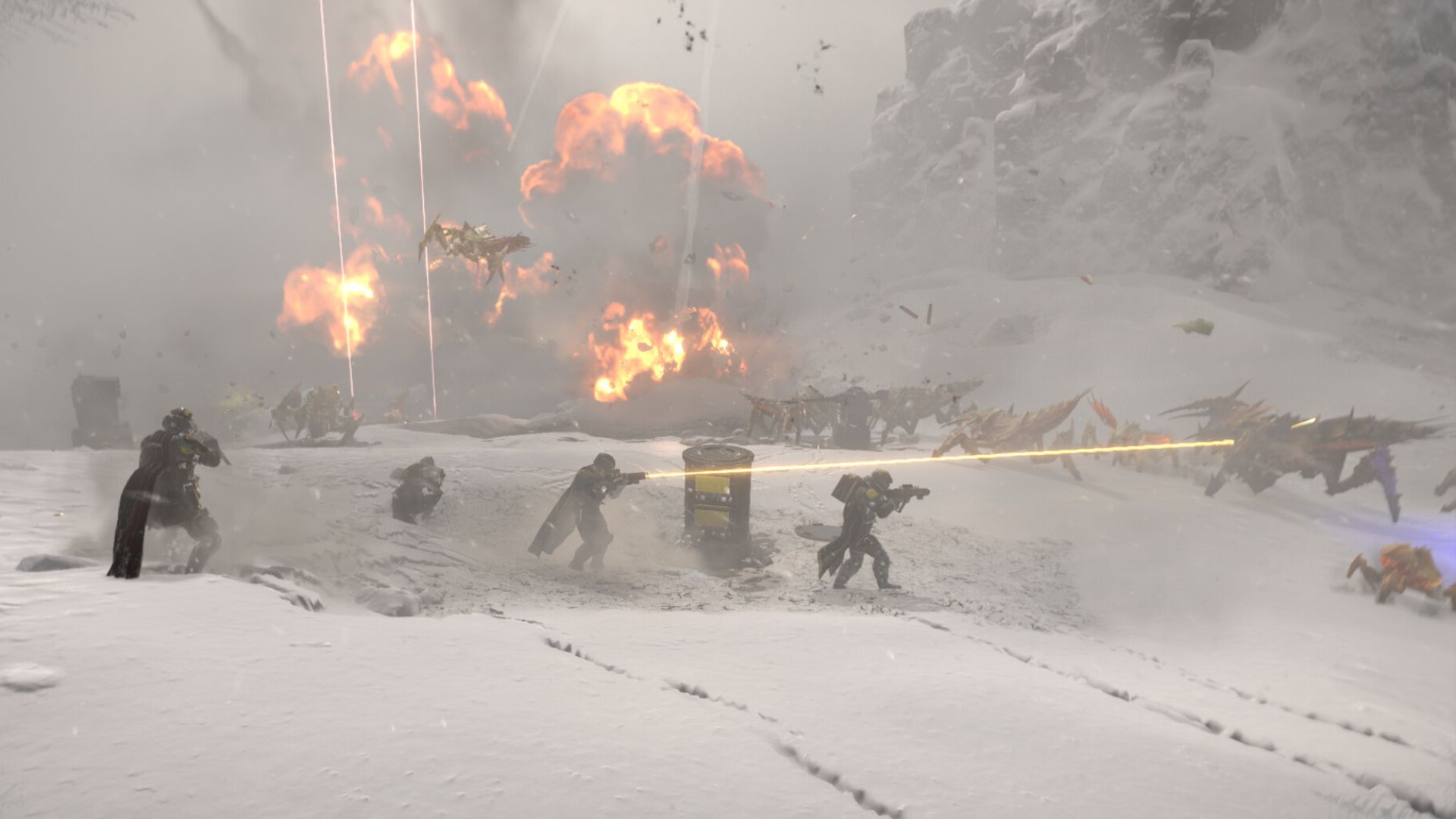 Snowy environment in Helldivers 2