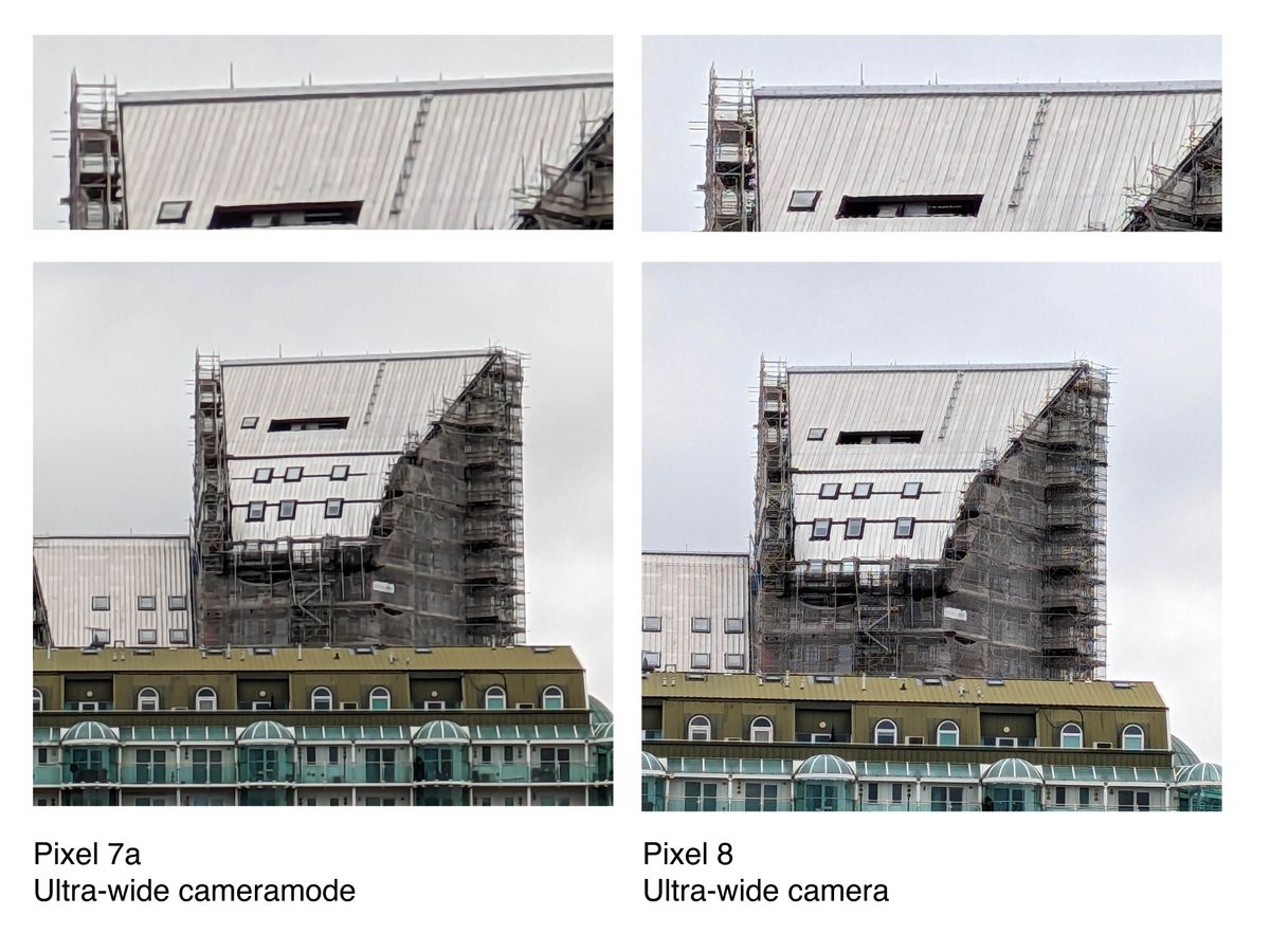 Comparison photos captured on the Google Pixel 7a and Pixel 8
