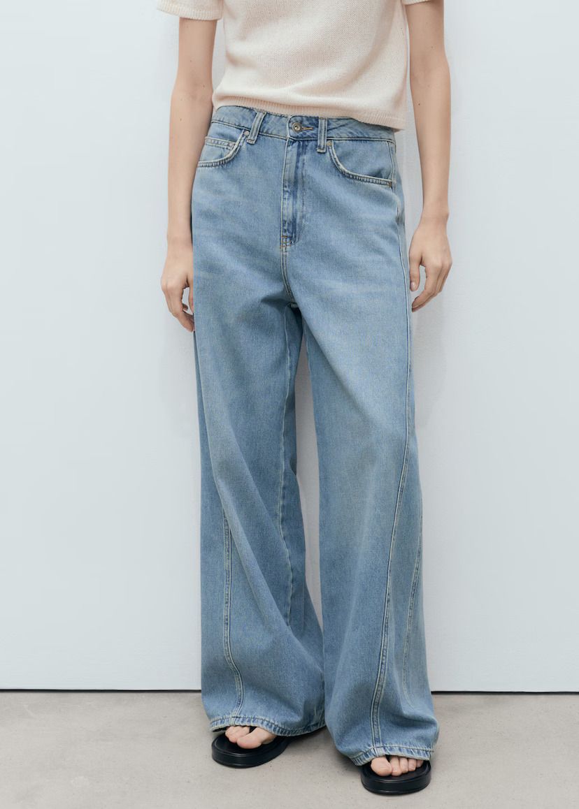 MANGO, Wideleg Mid-Rise Jeans - Women | Mango United Kingdom