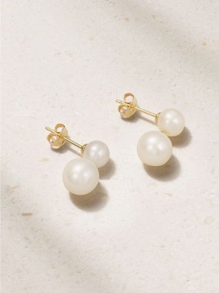 Duo 14-Karat Gold Pearl Earrings