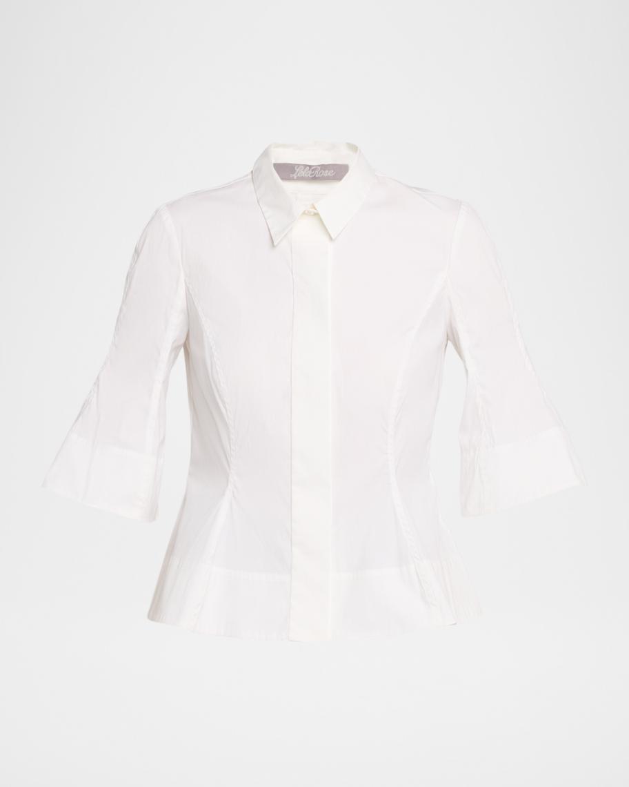 Cotton Poplin Bell-Sleeve Top