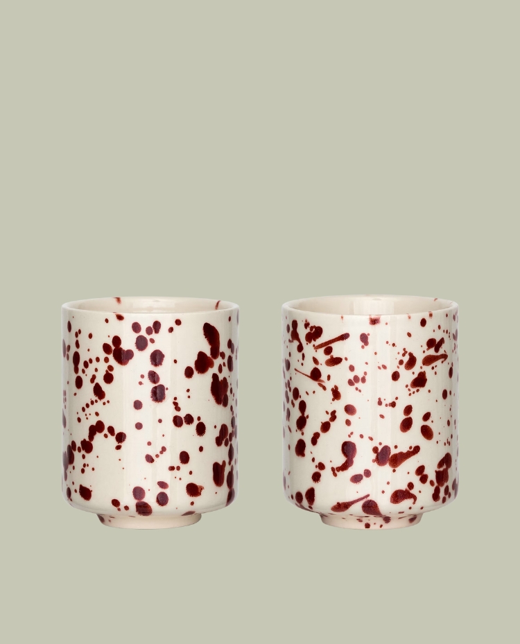 ARKET, Stoneware Cups Set of 2 &amp;ndash; Off White/red &amp;ndash; Arket Gb