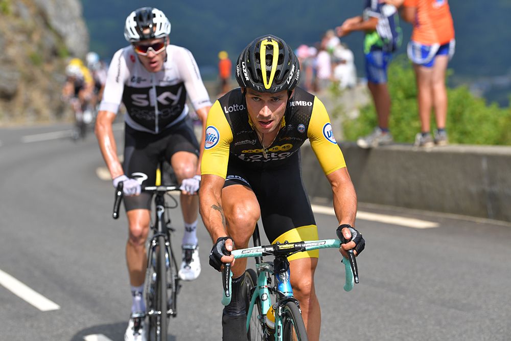 Primoz Roglic (LottoNL-Jumbo) and Chris Froome (Team Sky)