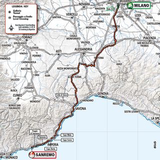 The map of the 2021 Milan-San Remo
